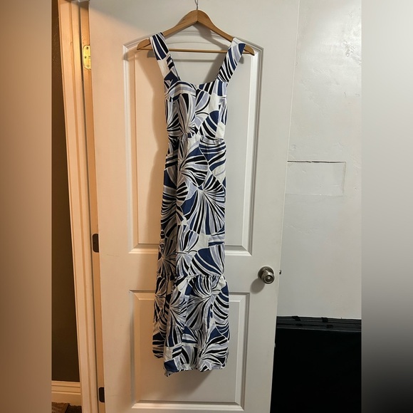 Tuckernuck Blue Palm Alston Dress sz XS Sleeveless sundress Resort Linen-Rayon - Picture 3 of 9